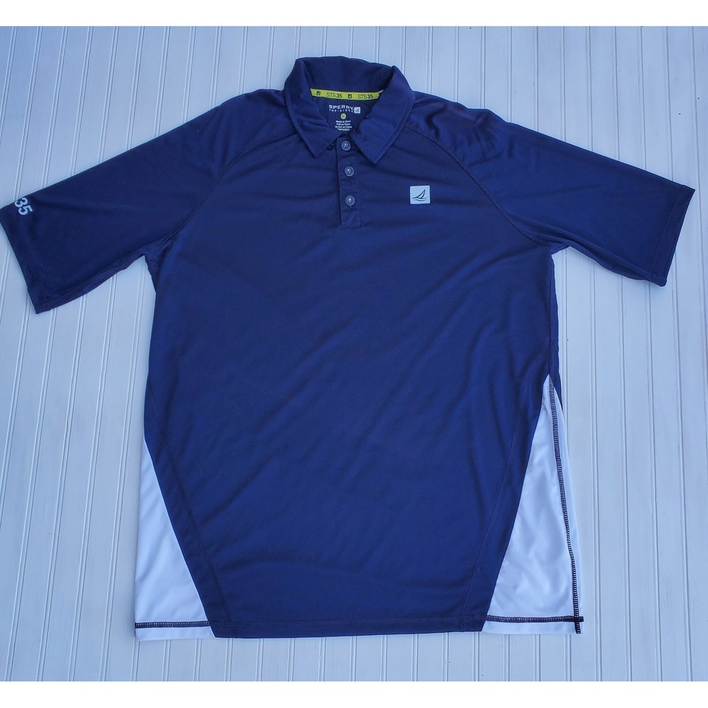 Sperry Top-Sider‎ Shirt Mens Extra Large XL Blue White Polo Sailing Boating